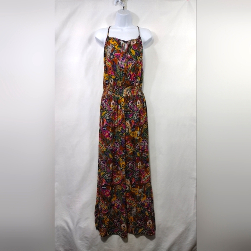 Seven Islands Floral Maxi Dress Women's XL Multicolor Artsy Cottagecore Peasant